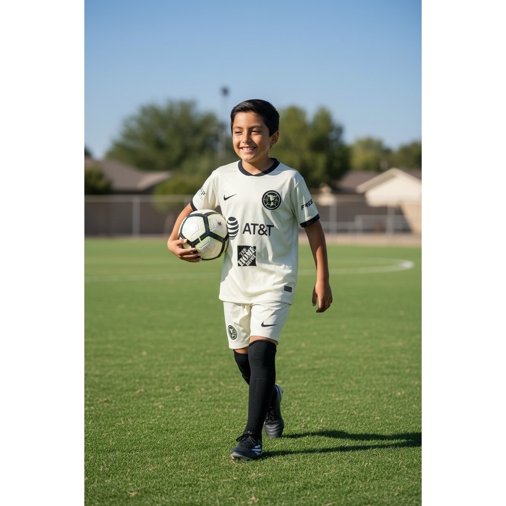 Nike Club America Youth Soccer Jersey Cream Black AT&T Home Depot Kids Shirt